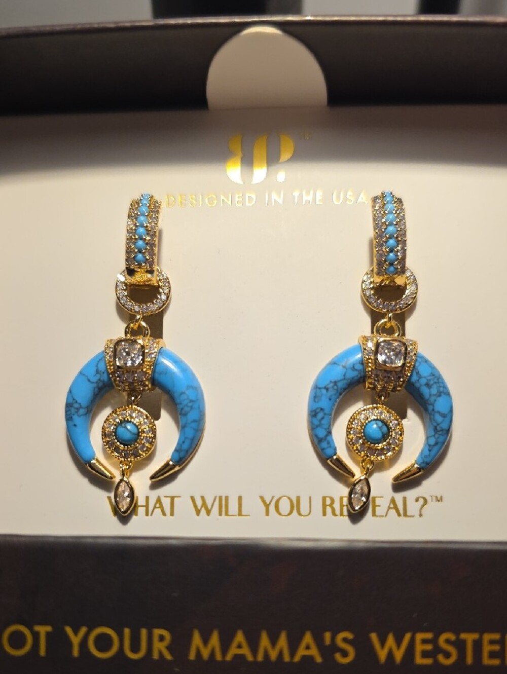 BP Outlaw Blue Crescent Drop Earrings